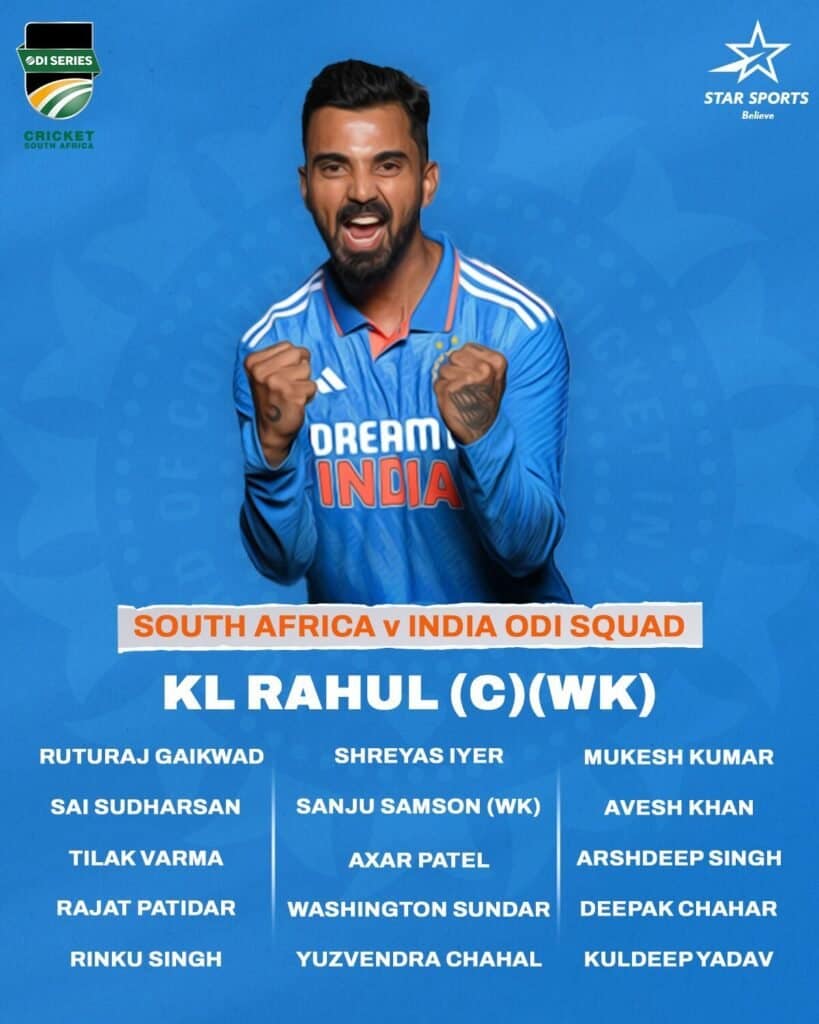 Indias Squad for the ODI Image Credits Twitter